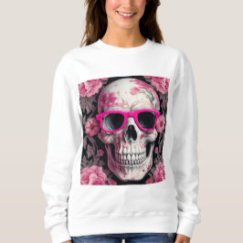 Rosa Blommigt 3D Dead Skull med solglasögon T Shirt