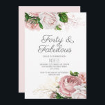 Rosa Blommigt 40 och Fabulous Birthday Inbjudningar<br><div class="desc">Elegant modern botanisk  rosa vattenfärgsfärgad blommigt (ro) och grön på vit trädgårdstema 40-årsdag party/40- och Fabulous-inbjudan. Text,  teckensnitt,  teckensnitt storlekt och färg är helt anpassade,  så det här kortet kan anpassas efter dina behov kostym.</div>
