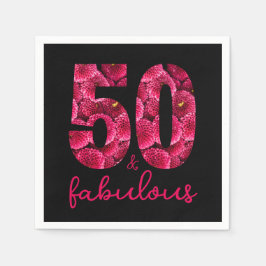 Rosa Blommigt 50 och Fabulous 50:e Födelsedagsfest Pappersservett