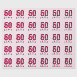 Rosa Blommigt 50 och Fabulous 50:e Födelsedagsfest Presentpapper