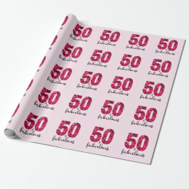 Rosa Blommigt 50 och Fabulous 50:e Födelsedagsfest Presentpapper