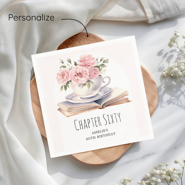 Rosa Blommigt 60:e födelsedagen Bok Pappersservett (Skapare uppladdad)