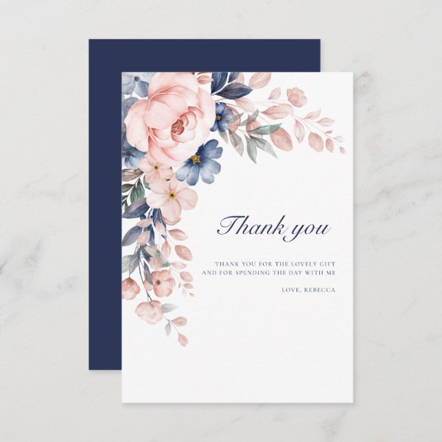 Rosa Blommigt 60:e födelsedagen Tack Kort (Fram/baksida)