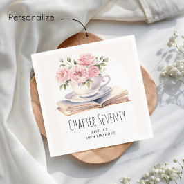 Rosa Blommigt 70:e Bok-födelsedagen Pappersservett