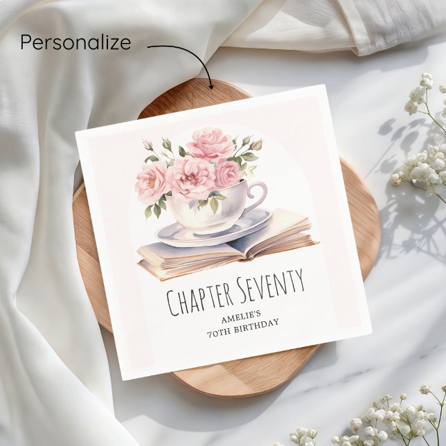 Rosa Blommigt 70:e Bok-födelsedagen Pappersservett (Skapare uppladdad)
