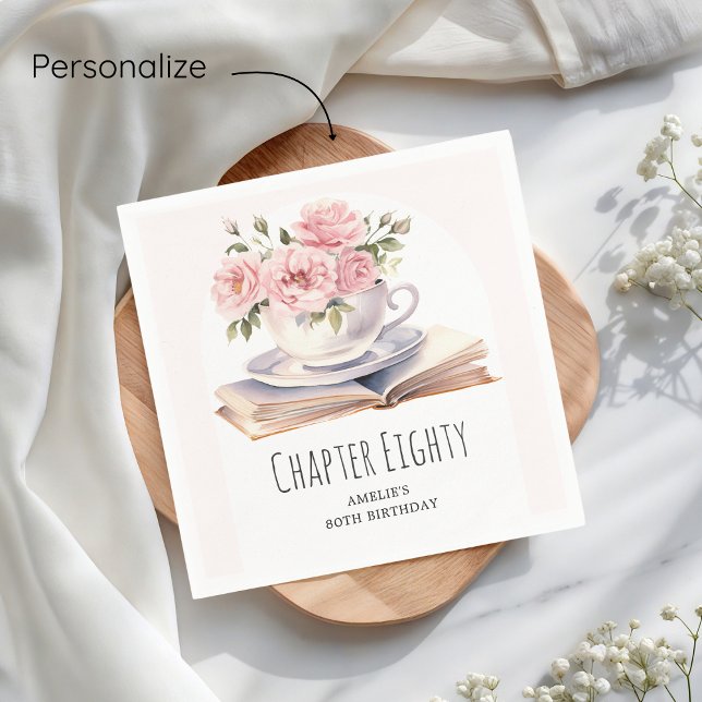 Rosa Blommigt 80:e födelsedagen Bok Pappersservett (Skapare uppladdad)