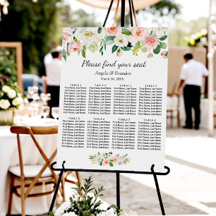Rosa Blommigt 8 Sätesdiagram för Bord Bröllop Poster