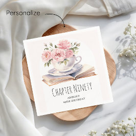 Rosa Blommigt 90:e Bok Pappersservett