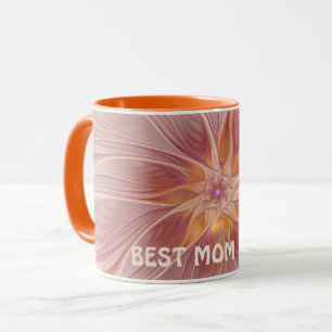 Rosa Blommigt Abstrakt Fractal Art Flower Best Mam Mugg