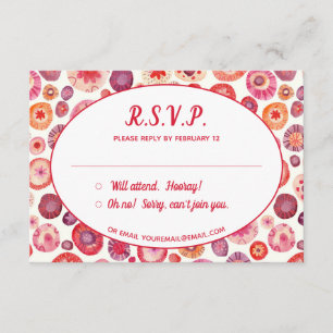 Rosa Blommigt Abstrakt Mönster Bröllop OSA Tilläggskort