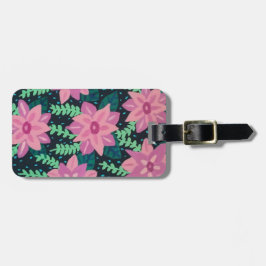 Rosa blommigt Abstrakt på svart Bagagebricka