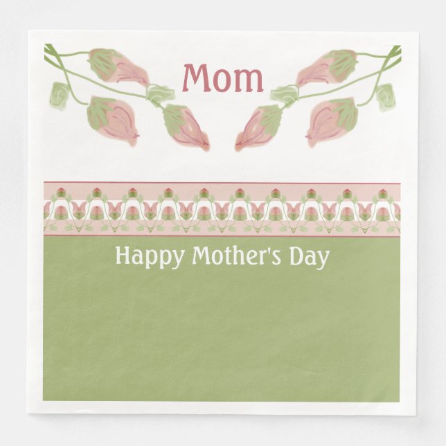 Rosa Blommigt Accented Pappersservett (Framsida)