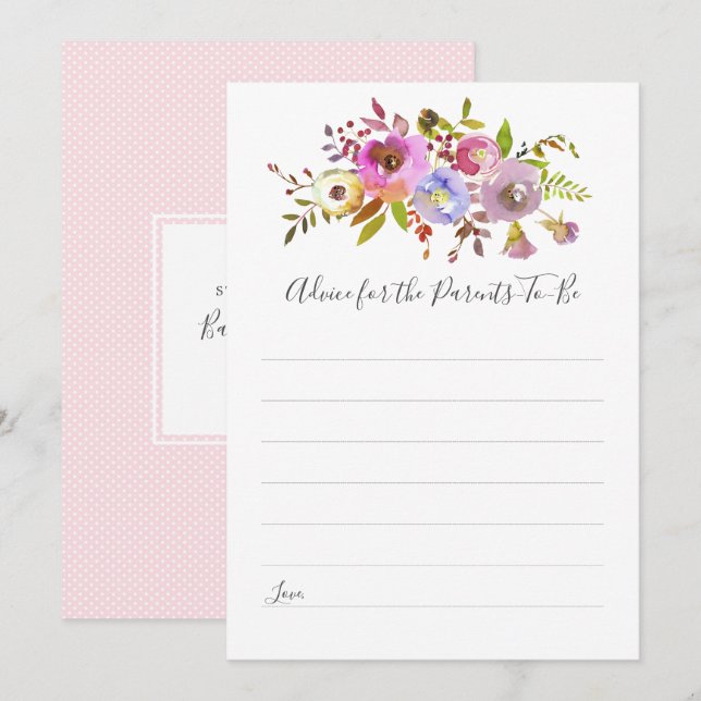 Rosa Blommigt Advice for Parents to be dusch-match Inbjudningar (Fram/baksida)