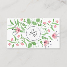 Rosa Blommigt Affärskort