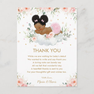 Rosa Blommigt African American Baby Shower Birthda Vykort