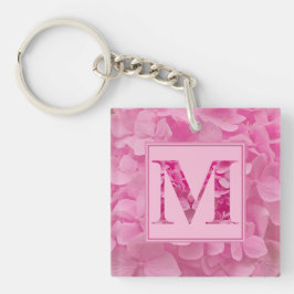 Rosa Blommigt Alphabet Brev ’M’ Acrylic Keychain