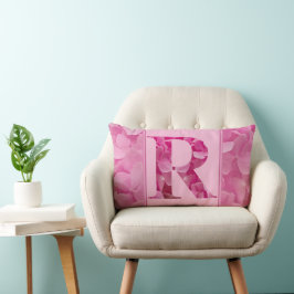 Rosa Blommigt Alphabet Brev "R" Lumbar Pillow Lumbarkudde