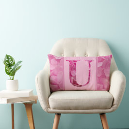 Rosa Blommigt Alphabet Brev "U" Lumbar Pillow Lumbarkudde