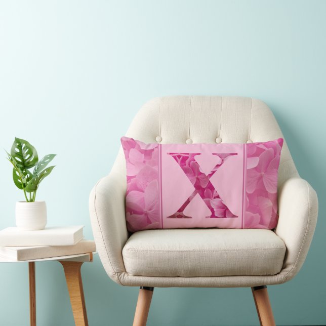 Rosa Blommigt Alphabet Brev "X" Lumbar Pillow Lumbarkudde (Stol)