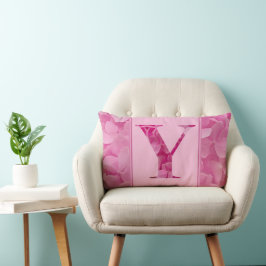 Rosa Blommigt Alphabet Brev "Y" Lumbar Pillow Lumbarkudde