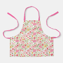 Rosa Blommigt Anpassat namn Girls Apron