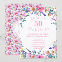 Rosa Blommigt Anpassningsbar 50 och Fabulous 50:e