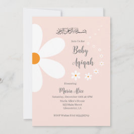 rosa blommigt aqiqah inbjudningar