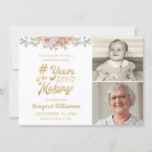 Rosa Blommigt ÅR AV FÖDELSEÅR I DET SKAPAR foto 2 Inbjudningar