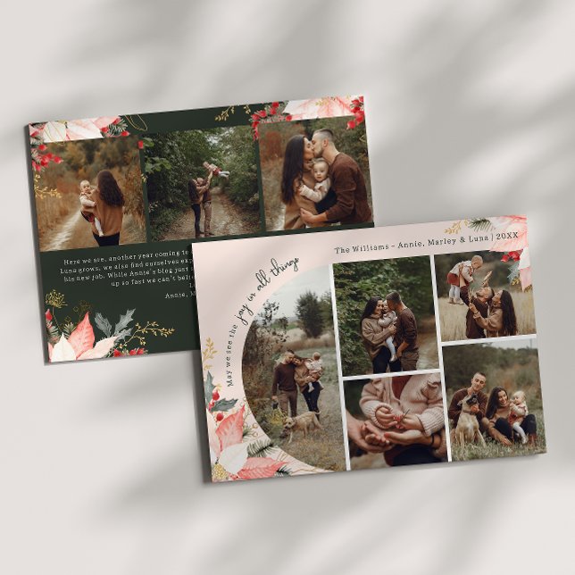 Rosa Blommigt Arch Joy in all Sak åtta Photo Julkort (Skapare uppladdad)