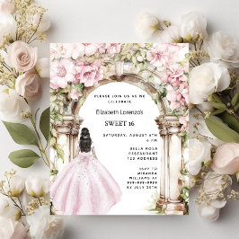 Rosa blommigt Arch-klänning Sweet 16-inbjudan