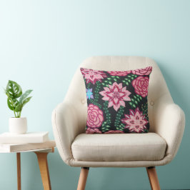 Rosa Blommigt Art Kudde