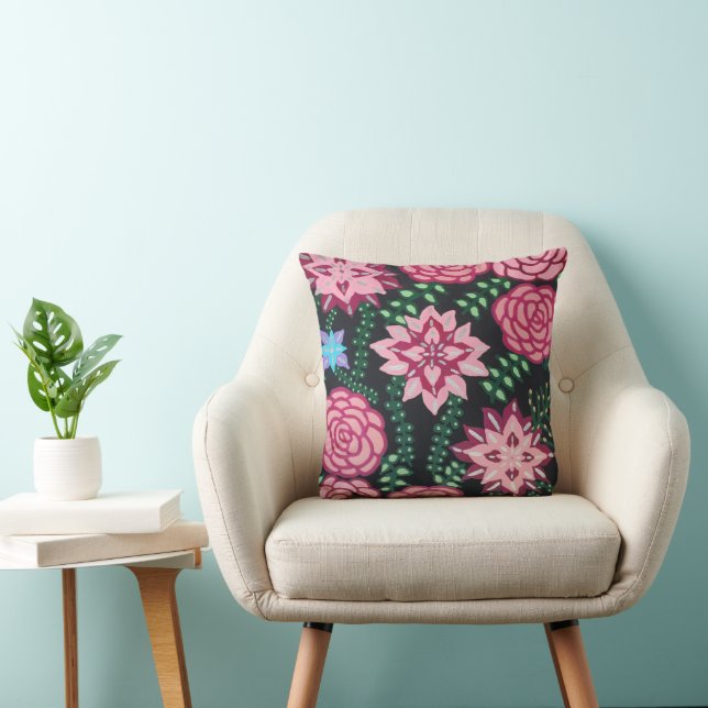 Rosa Blommigt Art Kudde (Stol)