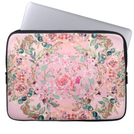 Rosa Blommigt Art, Rosa Blommigt Utandning Laptop Fodral