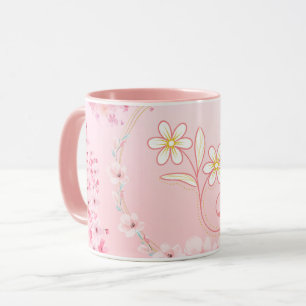 Rosa Blommigt Art, Vår Blating Mugg