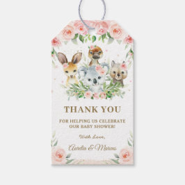 Rosa Blommigt Australian Animals Baby Shower Favor Presentetikett