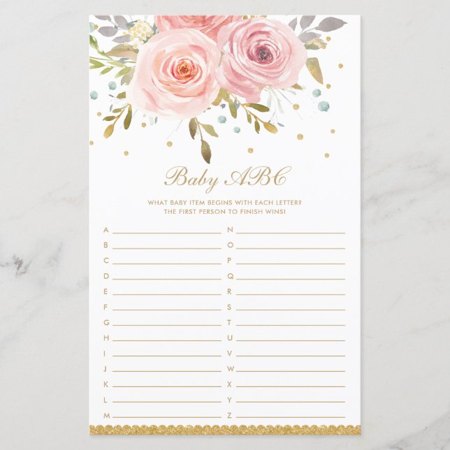  Rosa Blommigt Baby ABC Roligt Babykläder (Framsida)