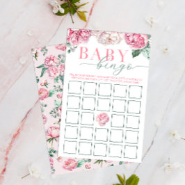 Rosa Blommigt Baby Bingo Baby Shower Activity