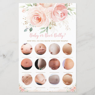 Rosa Blommigt Baby eller Beer Belly Shower Game
