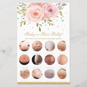  Rosa Blommigt Baby eller Beer Belly Shower Game