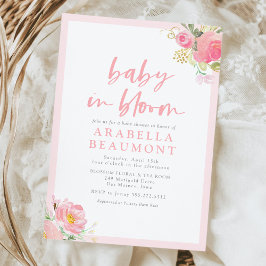 Rosa Blommigt Baby i babyskor för blommor Inbjudningar