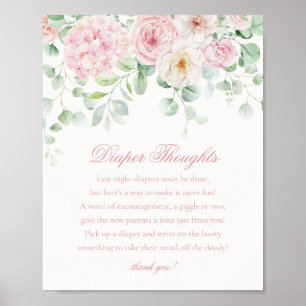Rosa Blommigt Baby i Blom Diaper Thouwer Shower Poster