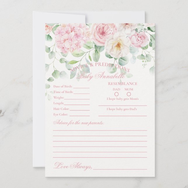 Rosa Blommigt Baby i Bloom Advice for Baby Card Inbjudningar (Framsida)