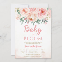 Rosa Blommigt Baby i Bloom Baby Shower Inbjudningar