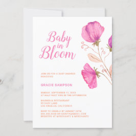 Rosa Blommigt Baby i Bloom Baby Shower Inbjudningar