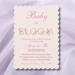  Rosa Blommigt Baby i Bloom Baby Shower Inbjudningar