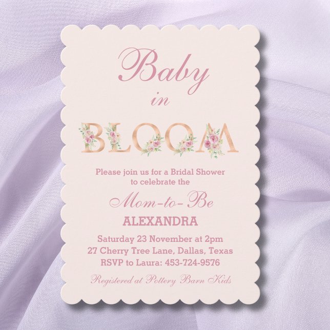  Rosa Blommigt Baby i Bloom Baby Shower Inbjudningar (Skapare uppladdad)