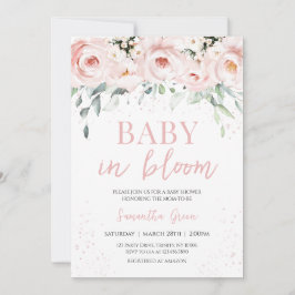 Rosa Blommigt Baby i Bloom Baby Shower Inbjudningar