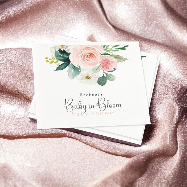  Rosa Blommigt Baby i Bloom Baby Shower Napkin Pappersservett (Skapare uppladdad)