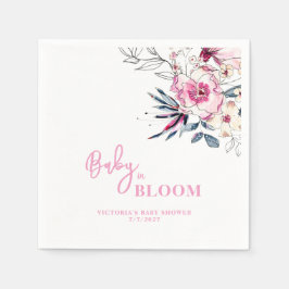 Rosa Blommigt Baby i Bloom Baby Shower Pappersservett