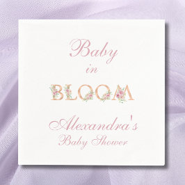  Rosa Blommigt Baby i Bloom Baby Shower Pappersservett